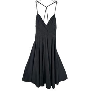 Zara Basic Women's Cross Back Pleated Fit & Flare Dress S Black Formal